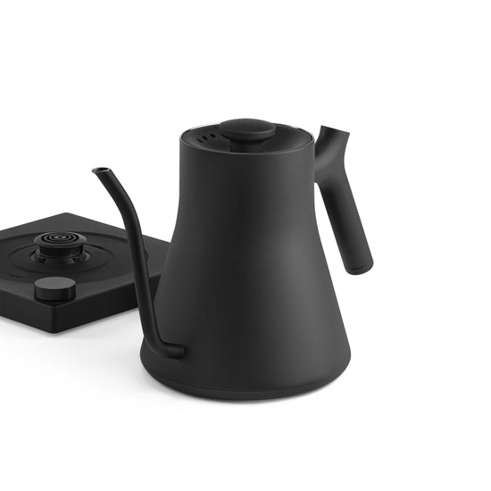 Fellow Stagg EKG Pro electric pour-over kettle in matte black with a 0.9L capacity, featuring a sleek modern design.