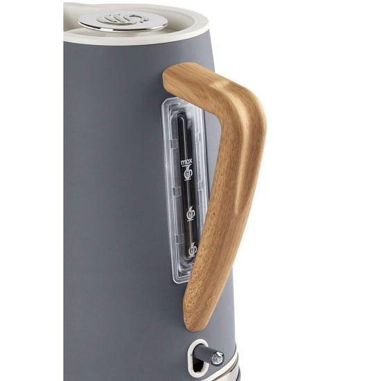 Swan Nordic 1.7L cordless kettle with stainless steel body, wood effect handle, 1500W rapid boil, kitchen appliance