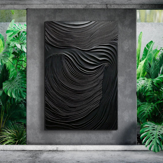 Modern Black Wave Wall Art - Modern Home & Kitchen