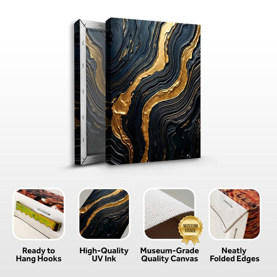 Modern Golden Lave Flow Wall Art - Modern Home & Kitchen