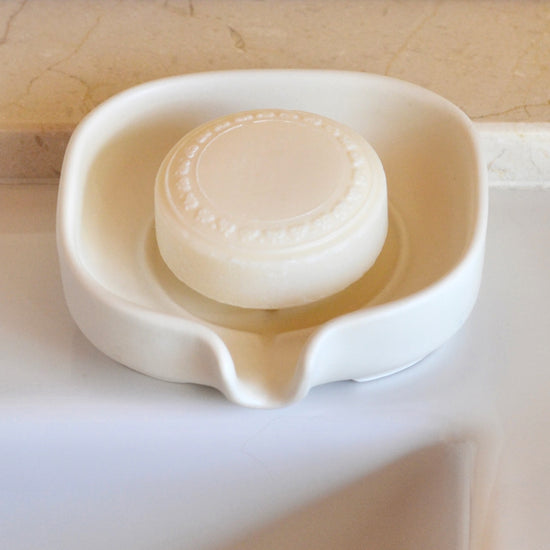 Self-Draining Porcelain Soap Dish - Modern Home & Kitchen