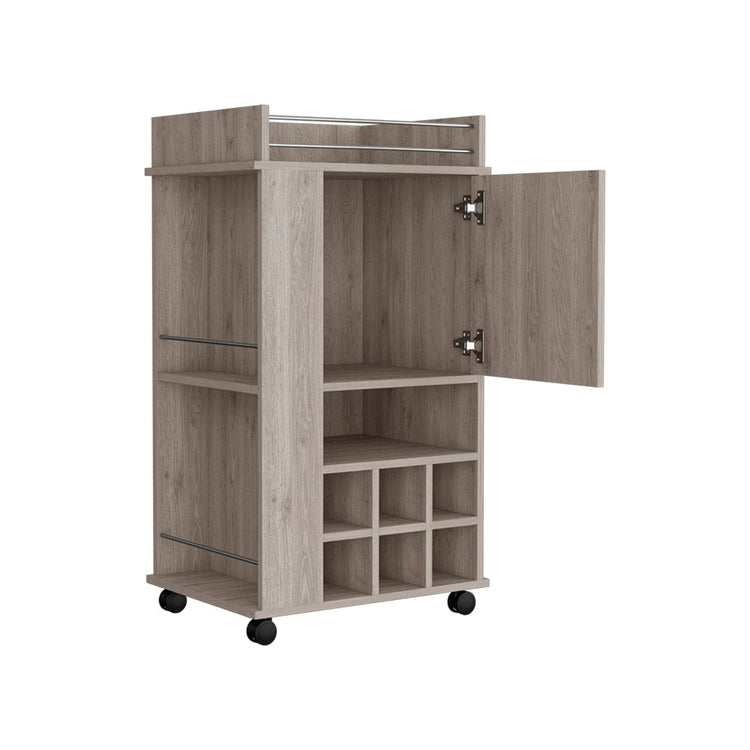 Reese Bar Cart – Modern Light Gray Bar Cabinet with Wine Storage - Modern Home & Kitchen