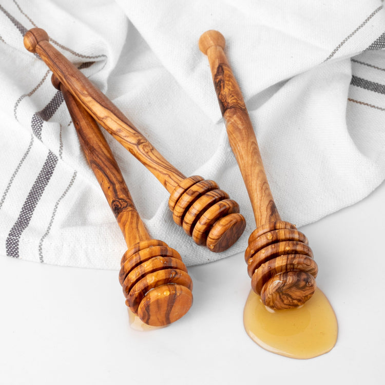 Handmade Olive Wood Honey Dipper – Simple & Natural - Modern Home & Kitchen