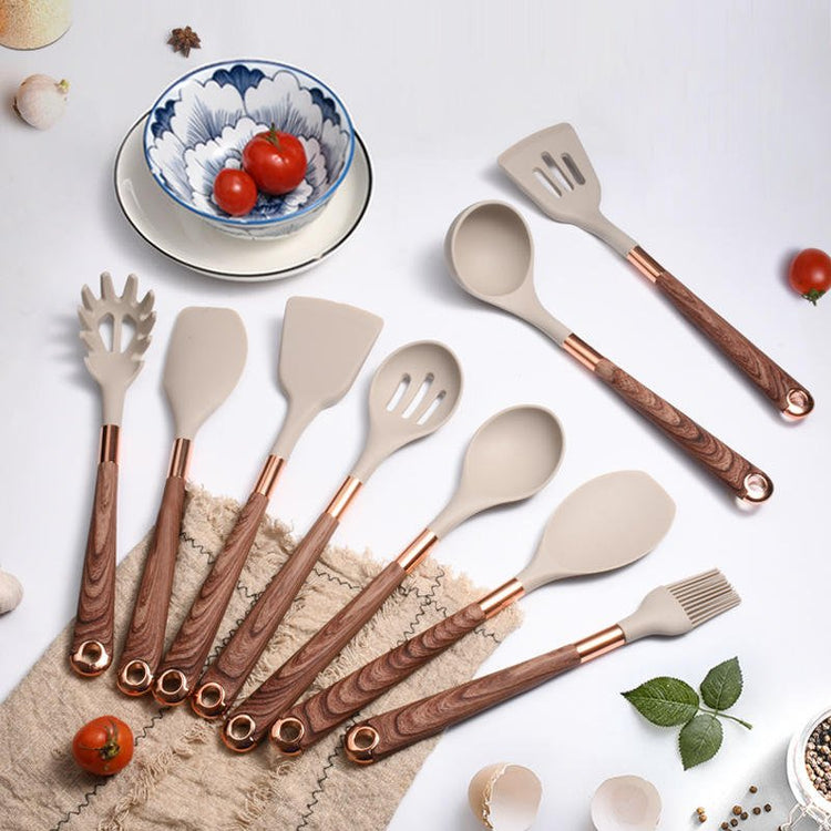10 Pieces Kitchen Tools Set Wooden Handle Cooking Kitchen Utensil Set Silicone Utensils - Modern Home & Kitchen