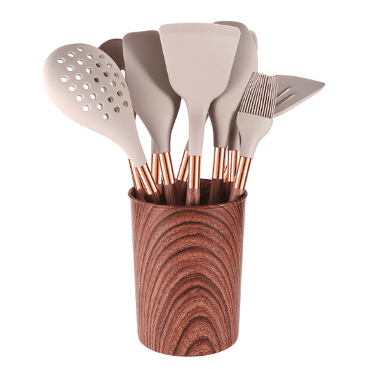 10 Pieces Kitchen Tools Set Wooden Handle Cooking Kitchen Utensil Set Silicone Utensils - Modern Home & Kitchen