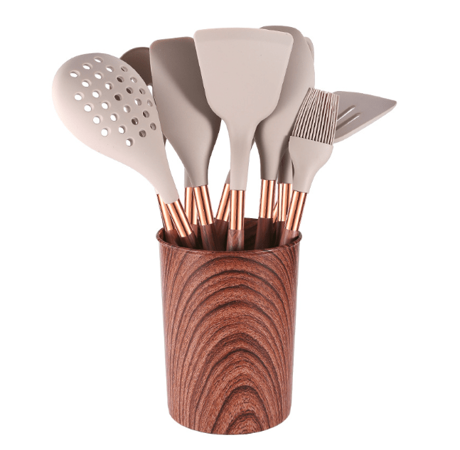10 Pieces Kitchen Tools Set Wooden Handle Cooking Kitchen Utensil Set Silicone Utensils - Modern Home & Kitchen