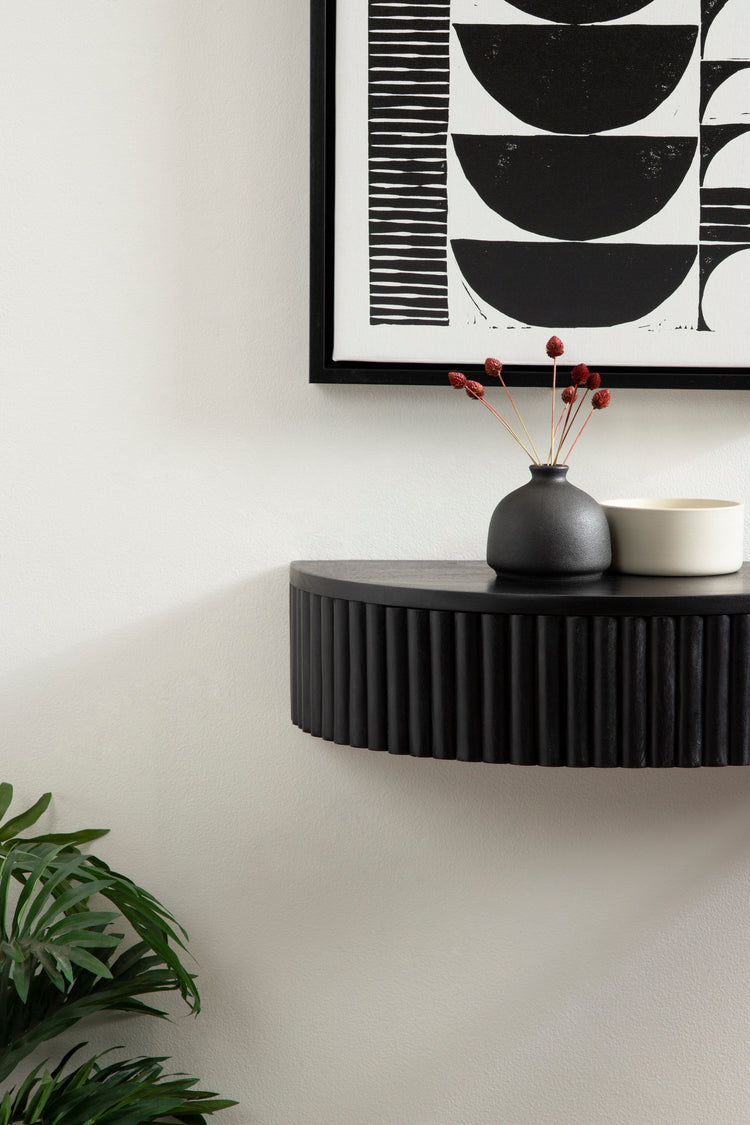 Reid Ribbed Floating Side Table | Modern Wall Mounted Bedside Table Decor