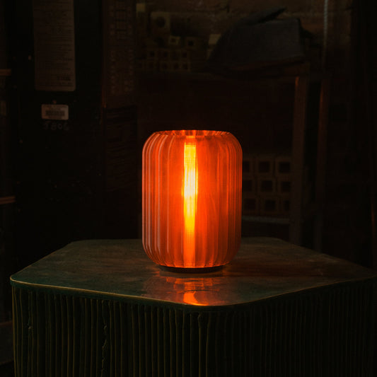 Wooj Design Mini Allium Lamp with smoky glass finish, compact decorative table lamp with intricate floral design.