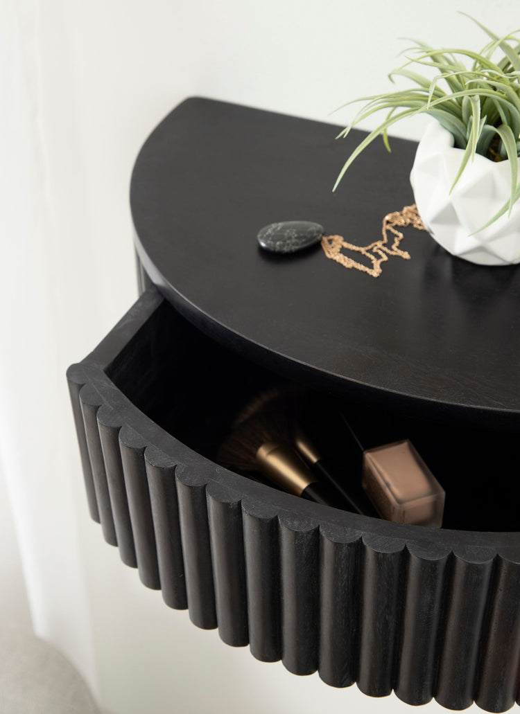 Reid Ribbed Floating Side Table | Modern Wall Mounted Bedside Table Decor
