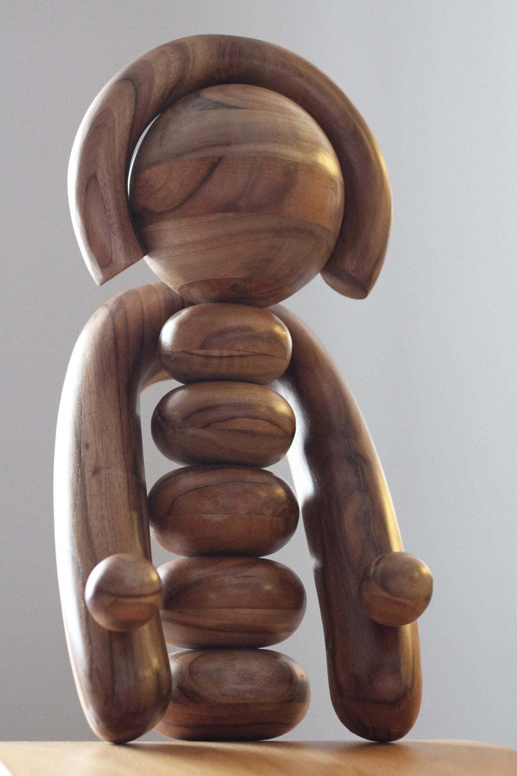Earth Totem Wooden Sculpture – Handmade Walnut Minimalist Art Object