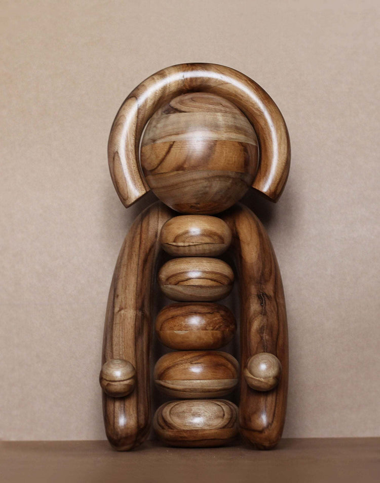 Earth Totem Wooden Sculpture – Handmade Walnut Minimalist Art Object
