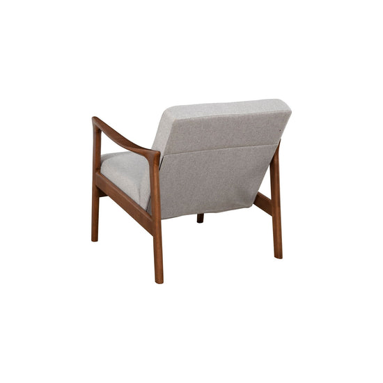 Alpine Furniture Zephyr Lounge Chair in beige fabric with wooden legs, modern accent chair for living room or lounge area.