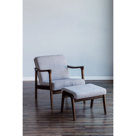 Alpine Furniture Zephyr Lounge Chair in soft fabric with wooden legs, modern accent chair for living room or lounge area.