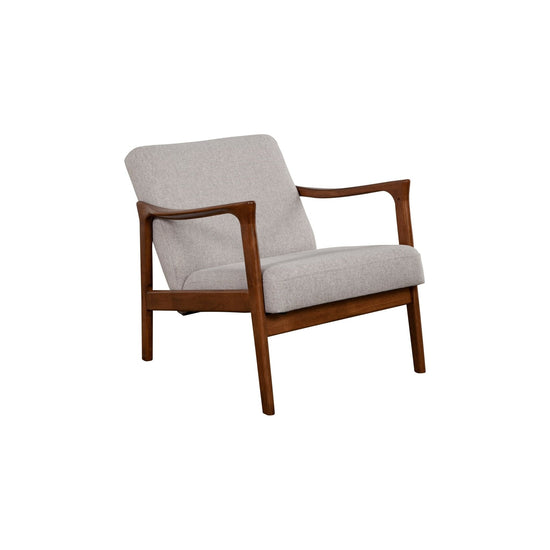 Alpine Furniture Zephyr Lounge Chair in soft fabric with wooden legs, modern accent chair for living room decor.