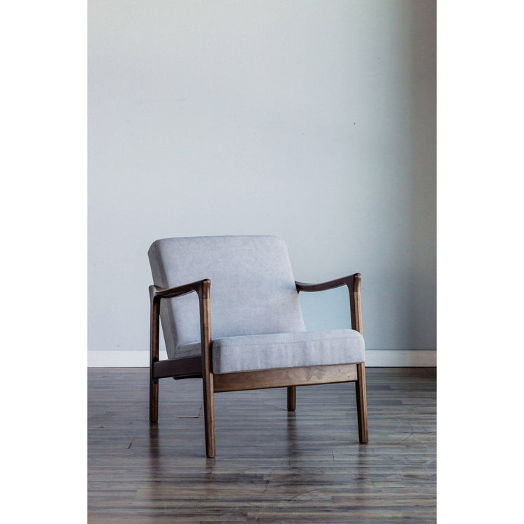 Alpine Furniture Zephyr Lounge Chair, accent chair with plush fabric upholstery and modern design, shown in a stylish living room setting.